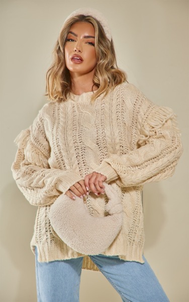 Sweater Cream - PrettyLittleThing GOOFASH