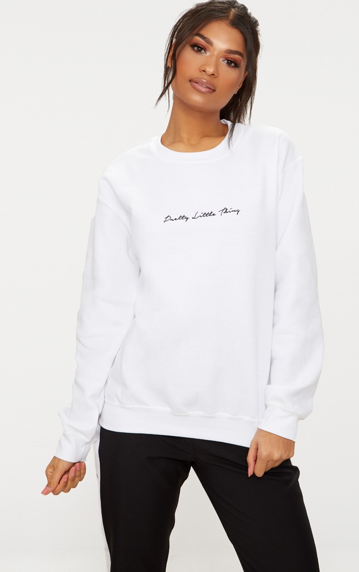 Sweatshirt - White - PrettyLittleThing GOOFASH