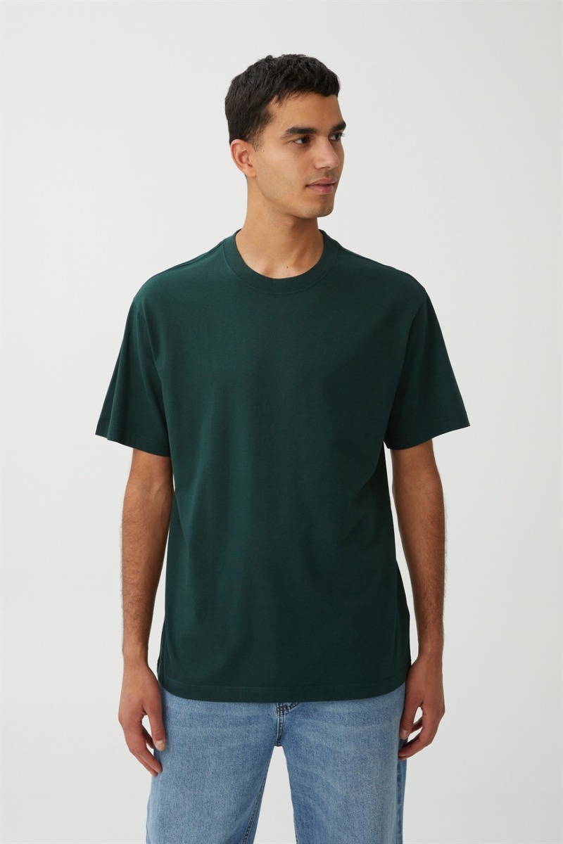 T-Shirt Green Cotton On Gents GOOFASH