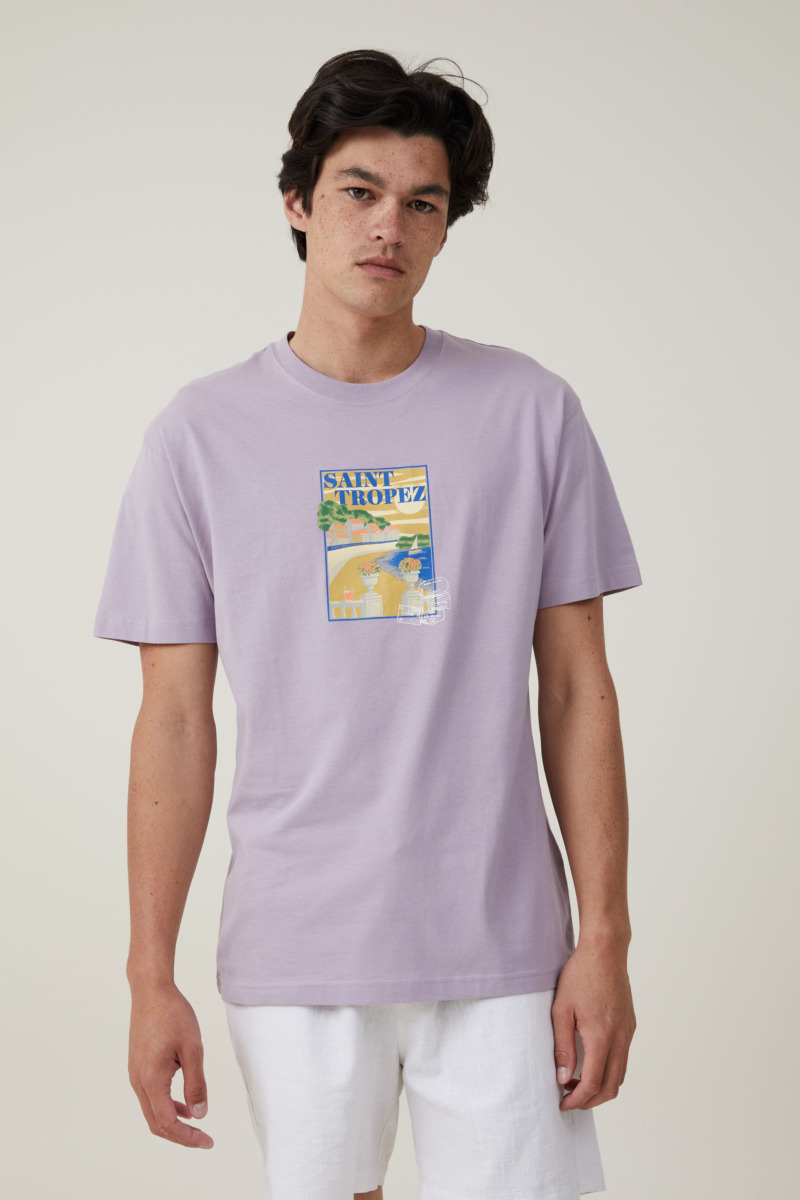 T-Shirt in Lavender for Men at Cotton On GOOFASH