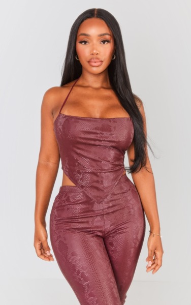 Top in Burgundy for Women at PrettyLittleThing GOOFASH