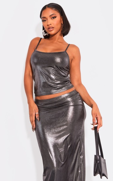 Top in Silver PrettyLittleThing Woman GOOFASH