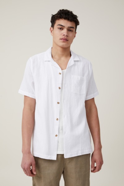 White Short Sleeve Shirt Cotton On Men GOOFASH