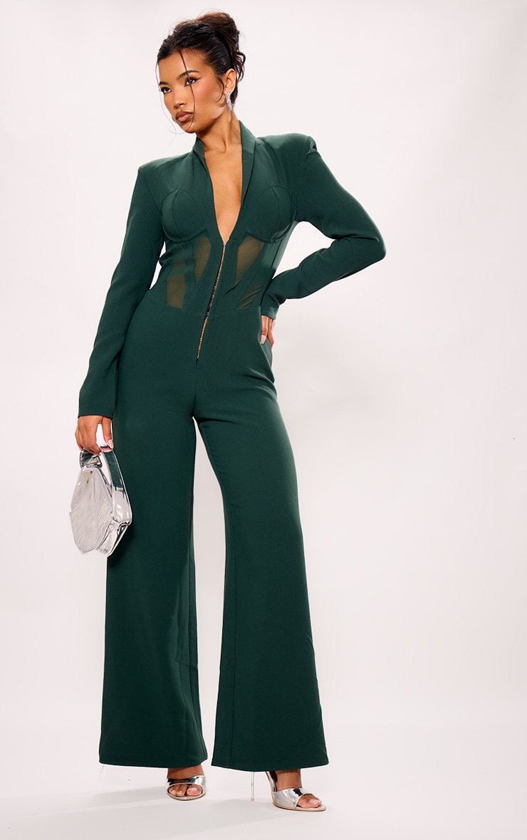 Wide Leg Jumpsuit Green from PrettyLittleThing GOOFASH