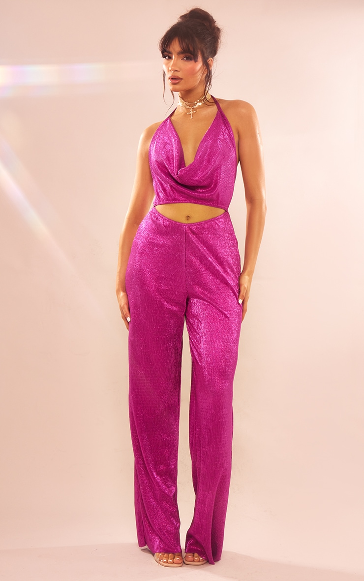 Wide Leg Jumpsuit Pink for Women at PrettyLittleThing GOOFASH