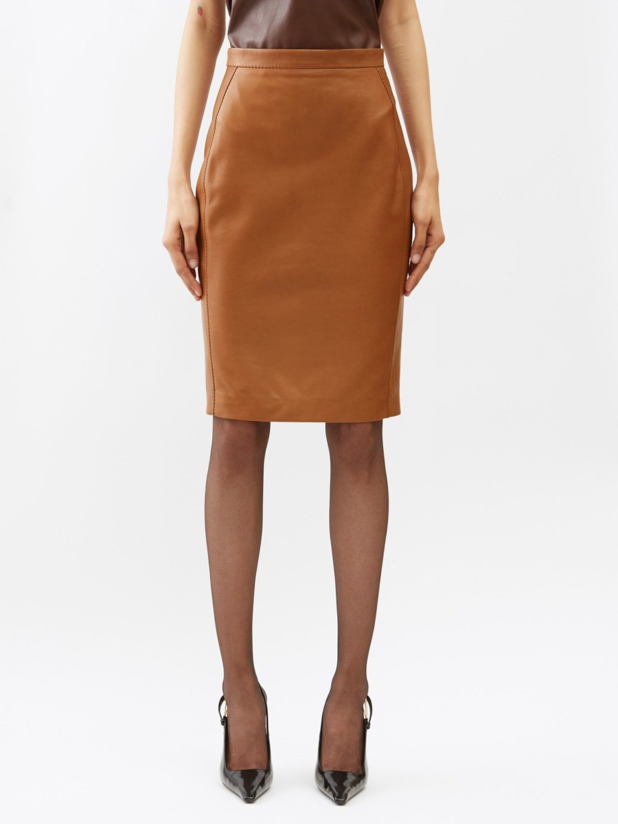 Woman Beige Pencil Skirt Matches Fashion - Saint Laurent GOOFASH