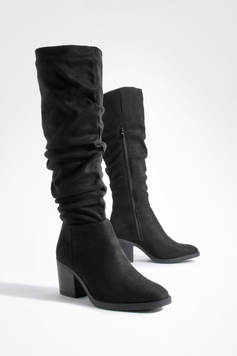 Woman Black Knee High Boots by Boohoo GOOFASH