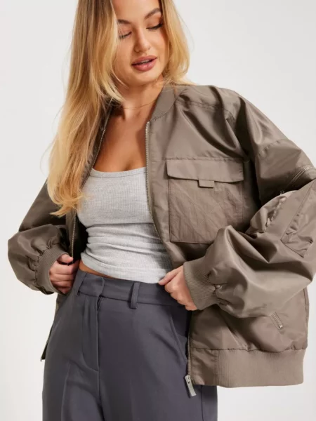 Woman Brown Bomber Jacket Nelly GOOFASH