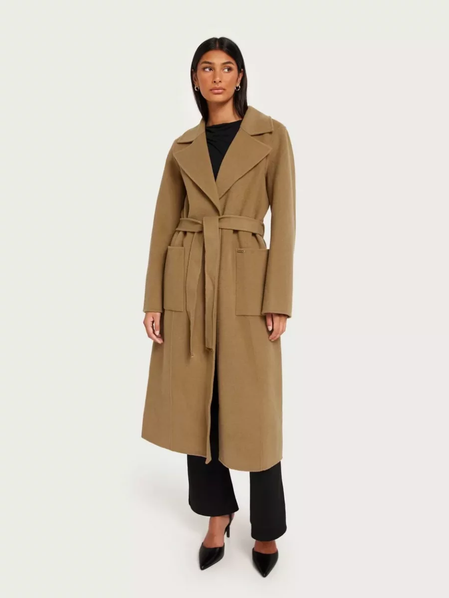 Woman Coat Camel by Nelly GOOFASH