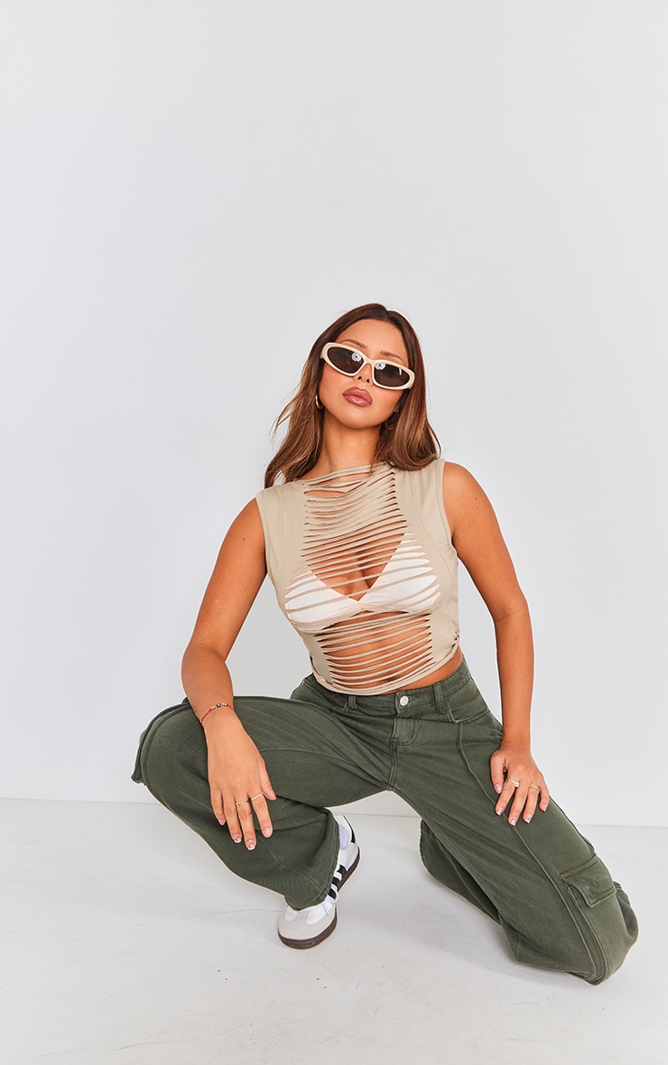 Woman Crop Top in Grey from PrettyLittleThing GOOFASH