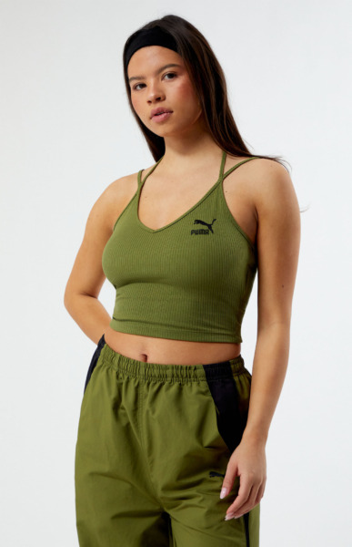 Woman Crop Top in Olive from Pacsun GOOFASH