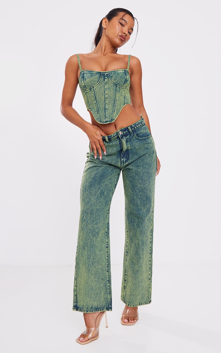 Woman Green Wide Leg Jeans by PrettyLittleThing GOOFASH