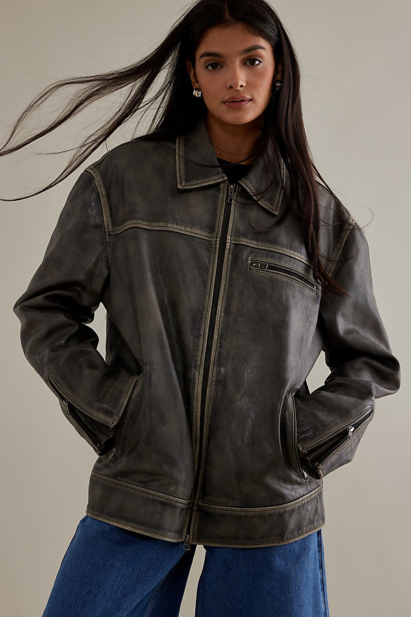 Woman Multicolor Leather Jacket from Anthropologie GOOFASH