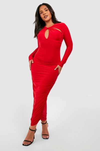 Woman Red Midi Dress by Boohoo GOOFASH