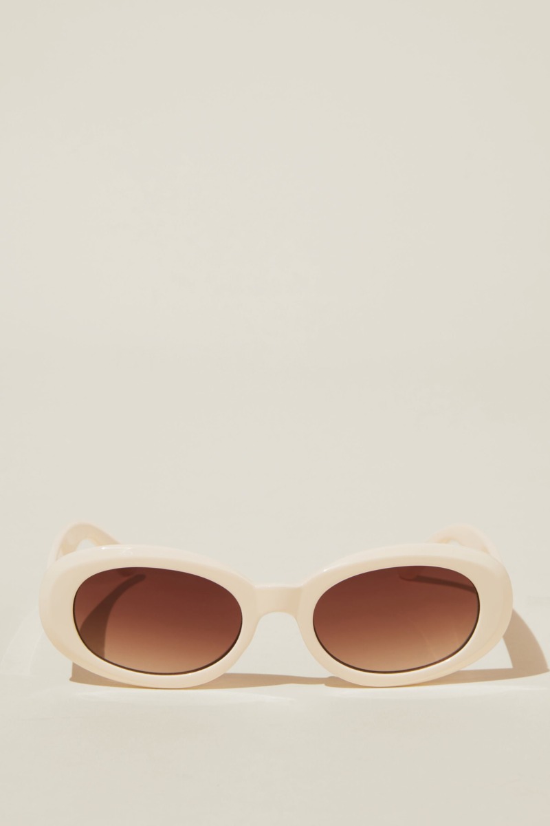 Woman Round Sunglasses Cream Cotton On Rubi GOOFASH