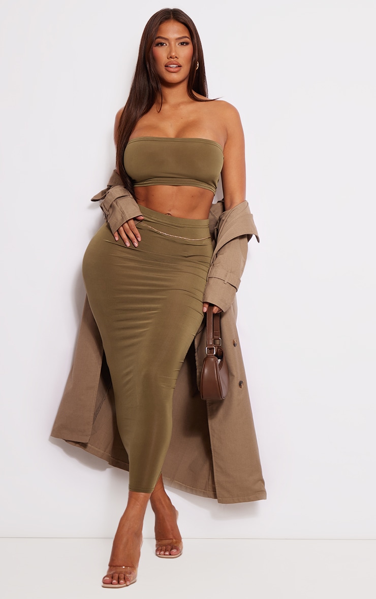 Woman Skirt in Olive PrettyLittleThing GOOFASH