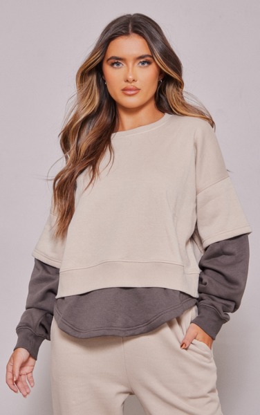 Woman Sweatshirt Grey at PrettyLittleThing GOOFASH