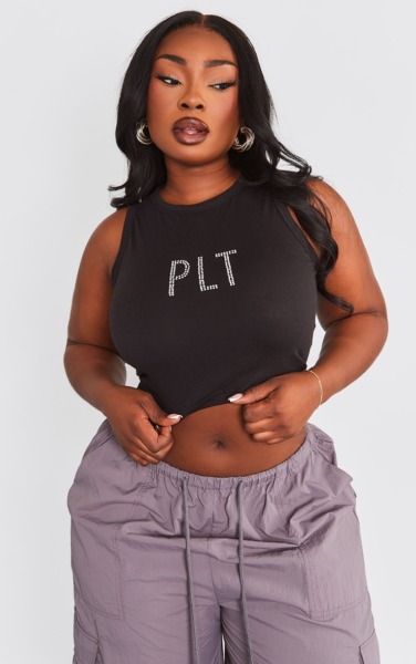 Woman Top in Black at PrettyLittleThing GOOFASH