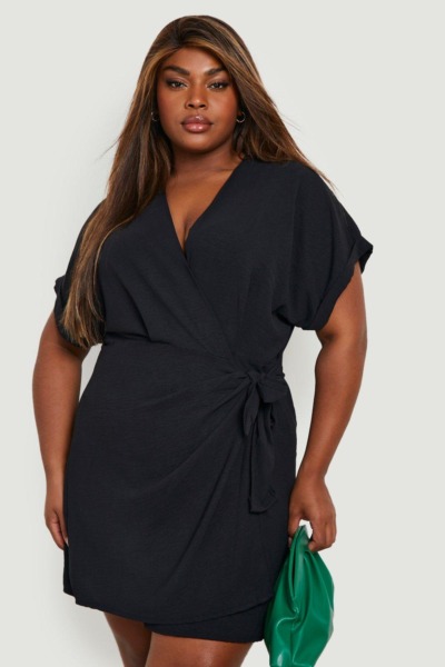 Woman Wrap Dress - Black - Boohoo GOOFASH