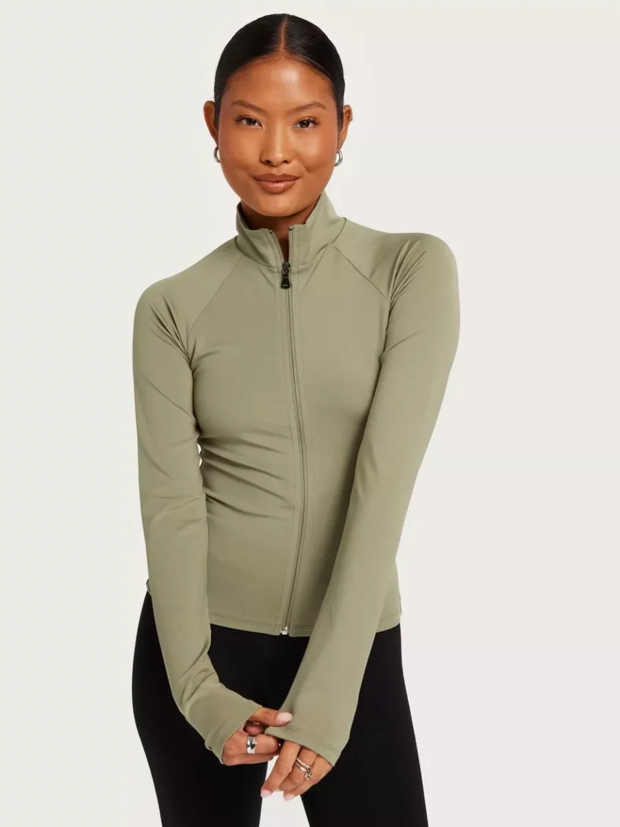 Woman Zip Jacket in Green Nelly GOOFASH