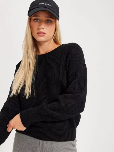 Women Black Knitted Sweater Nelly Jjxx GOOFASH