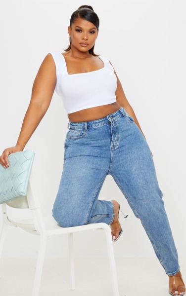Women Blue Mom Jeans from PrettyLittleThing GOOFASH