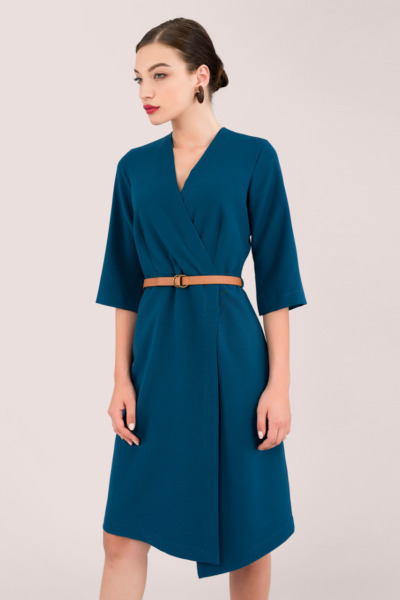 Women Blue Wrap Dress Closet London GOOFASH