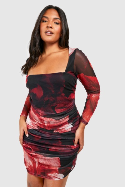 Women Bodycon Dress in Red by Boohoo GOOFASH