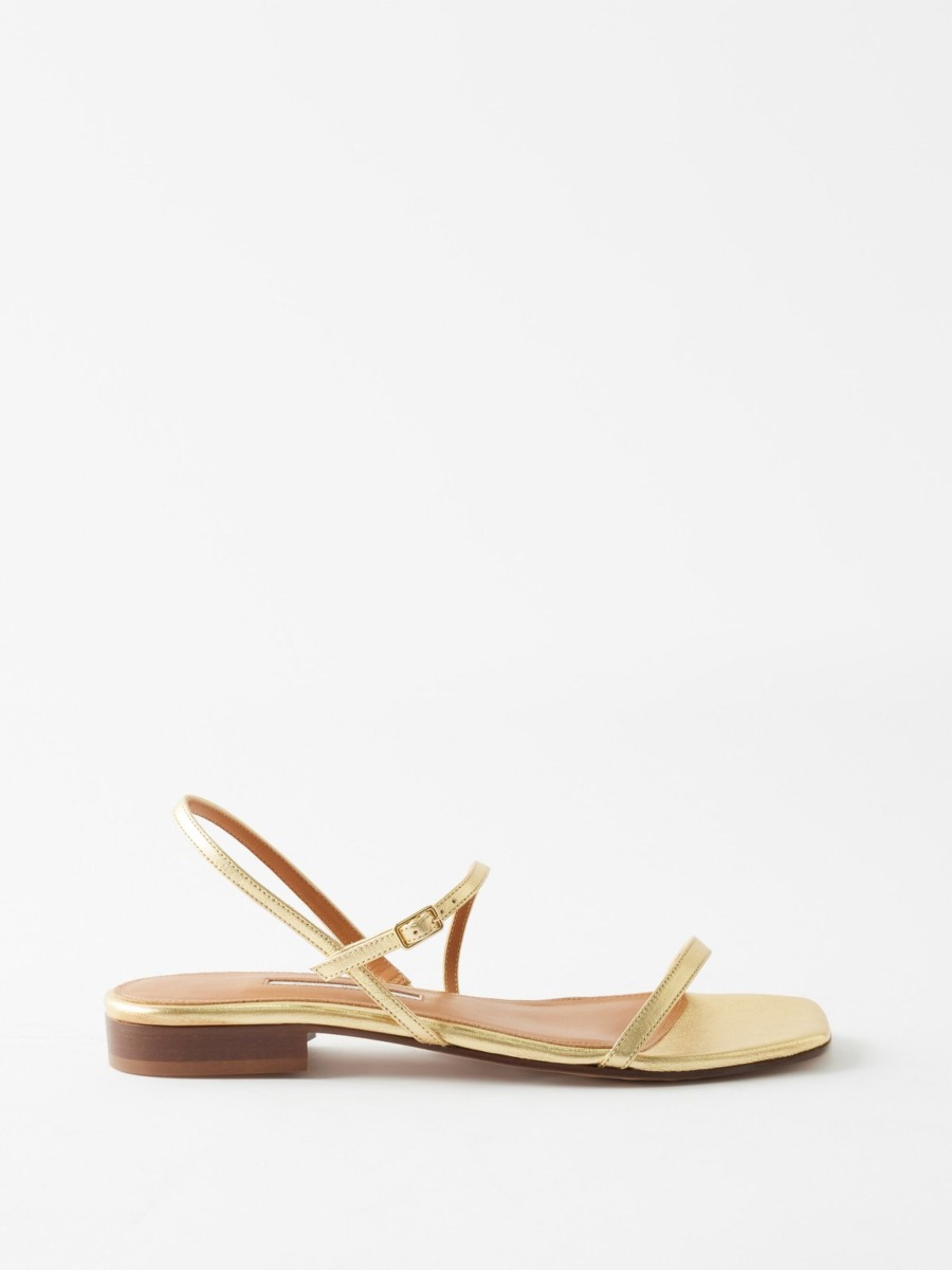 Women Gold Flat Sandals by Matches Fashion GOOFASH