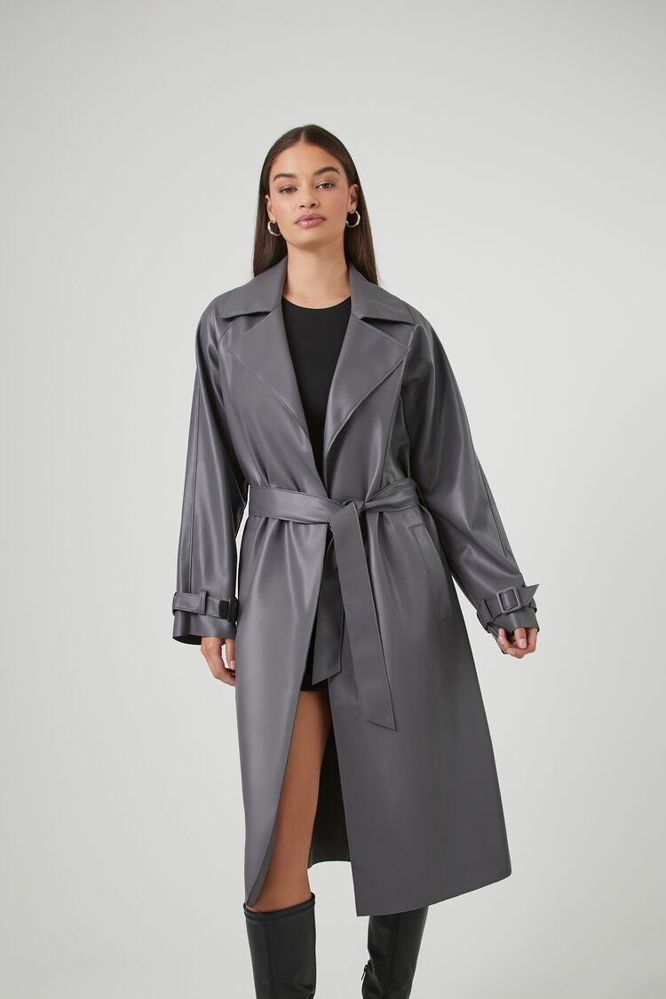 Women Grey Trench Coat Forever 21 GOOFASH