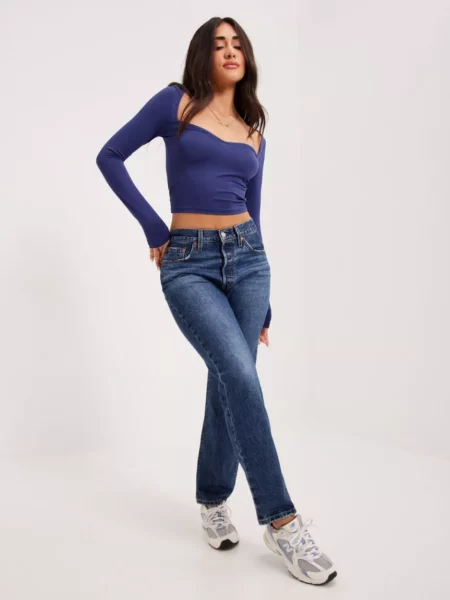 Women High Waist Jeans Blue by Nelly GOOFASH
