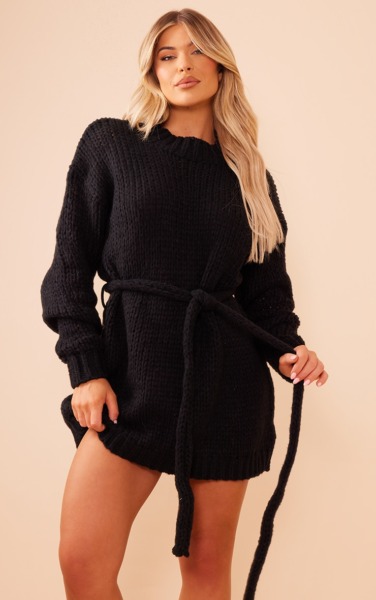 Women Knitted Sweater Black from PrettyLittleThing GOOFASH