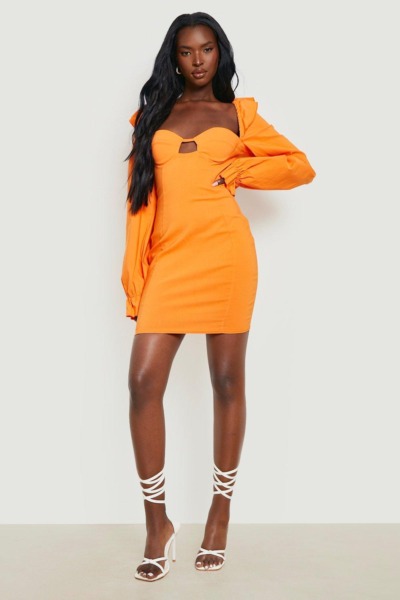 Women Orange Mini Dress from Boohoo GOOFASH