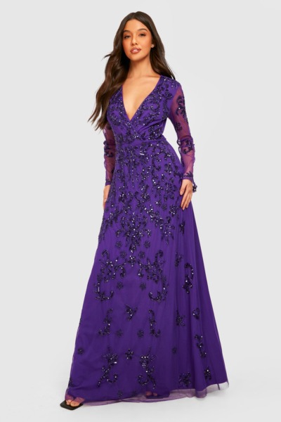 Women Purple Maxi Dress - Boohoo GOOFASH