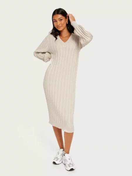 Women Silver Knitted Dress - Nelly - Object Collectors Item GOOFASH