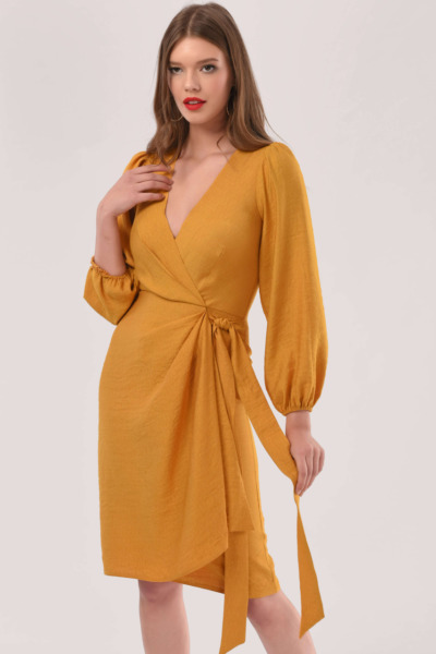 Women Yellow - Wrap Dress - Closet London GOOFASH