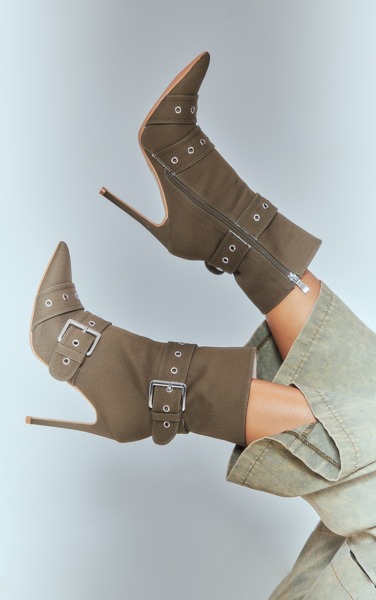 Womens Ankle Boots in Khaki - PrettyLittleThing GOOFASH