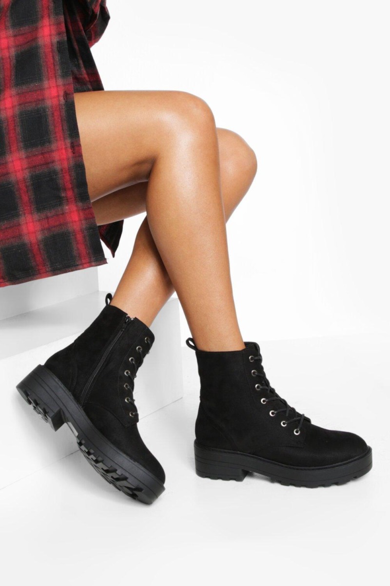 Womens Black Hiker Boots - Boohoo GOOFASH
