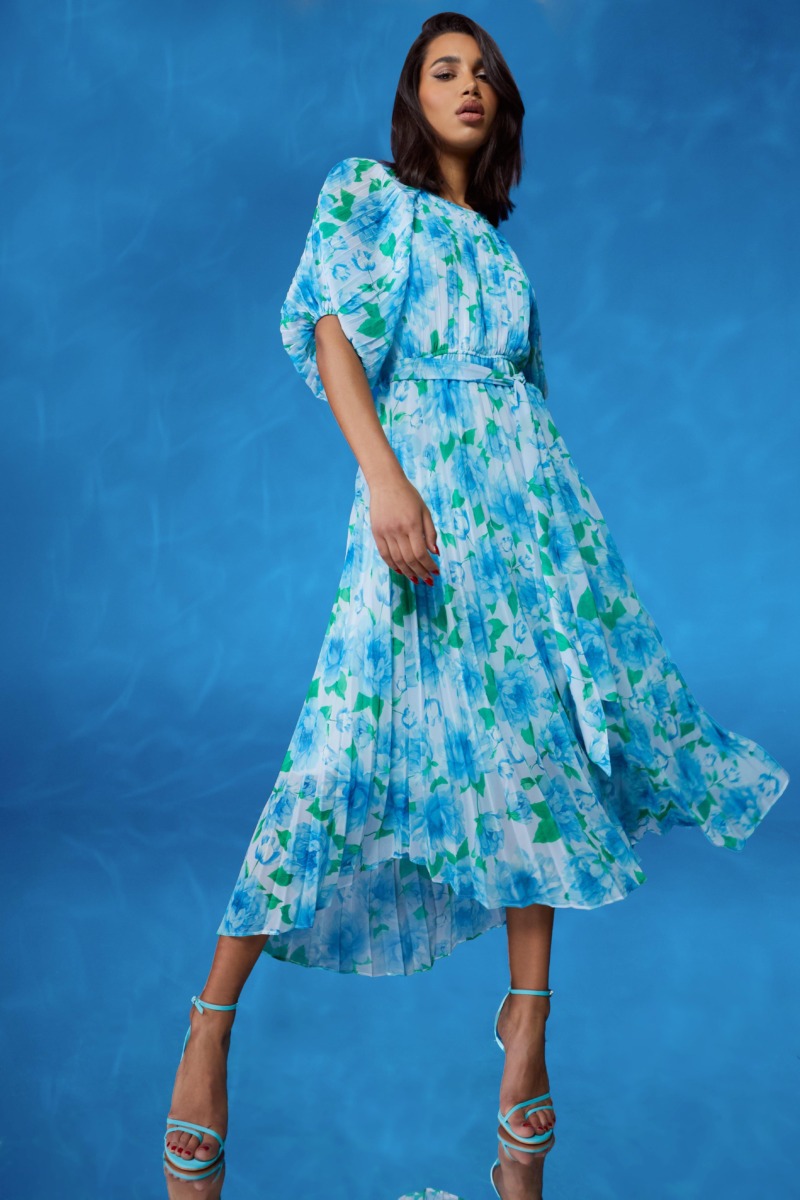 Women's Blue Midi Dress - Boohoo GOOFASH