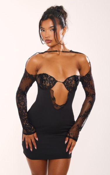 Women's Bodycon Dress Black by PrettyLittleThing GOOFASH