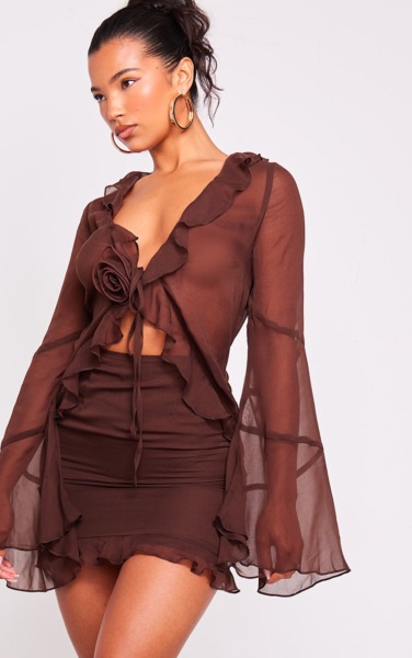 Women's Bodycon Dress in Chocolate by PrettyLittleThing GOOFASH
