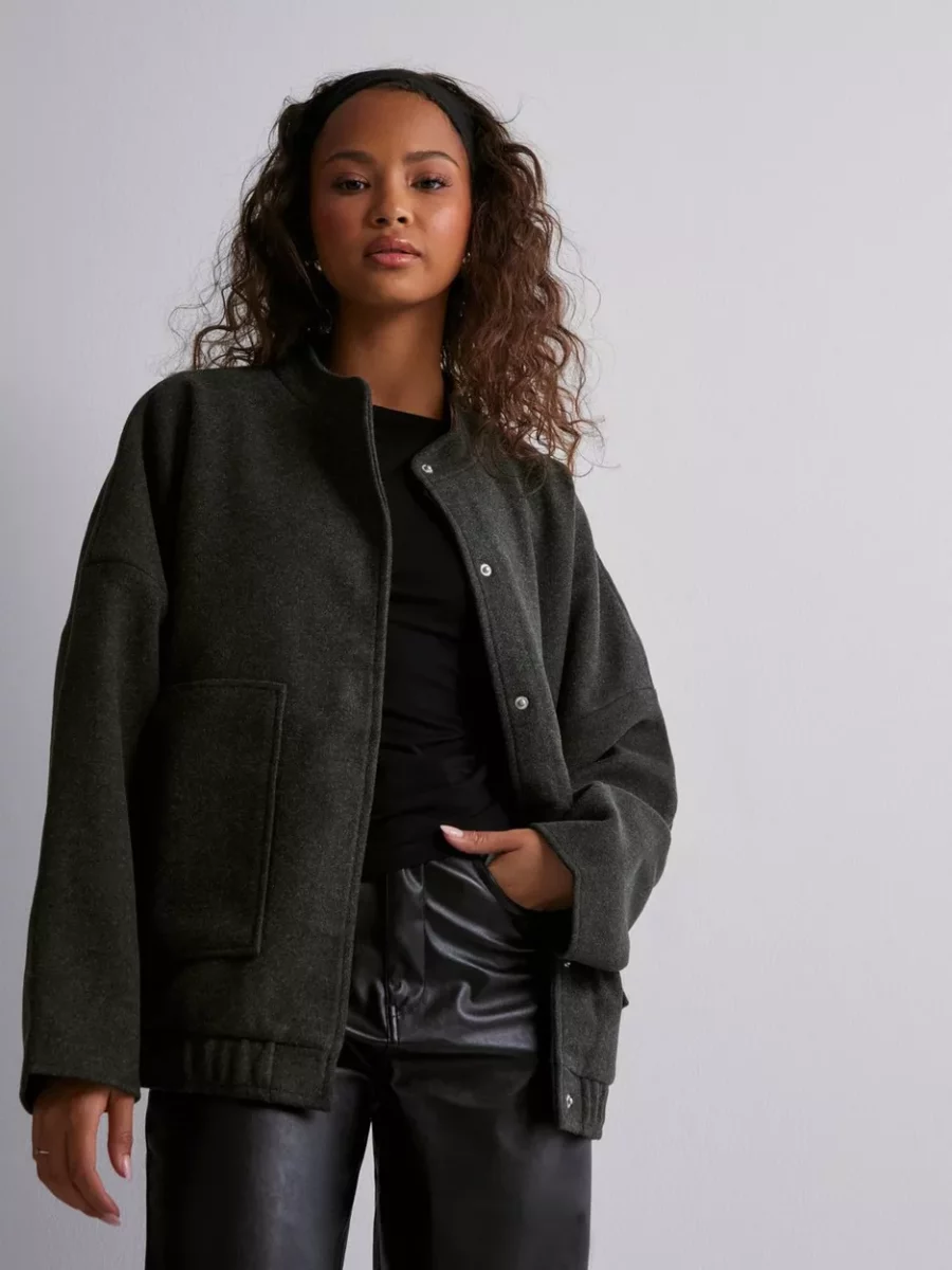 Womens Bomber Jacket Grey by Nelly GOOFASH