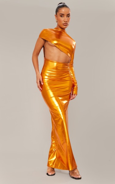Womens Bronze Maxi Dress by PrettyLittleThing GOOFASH
