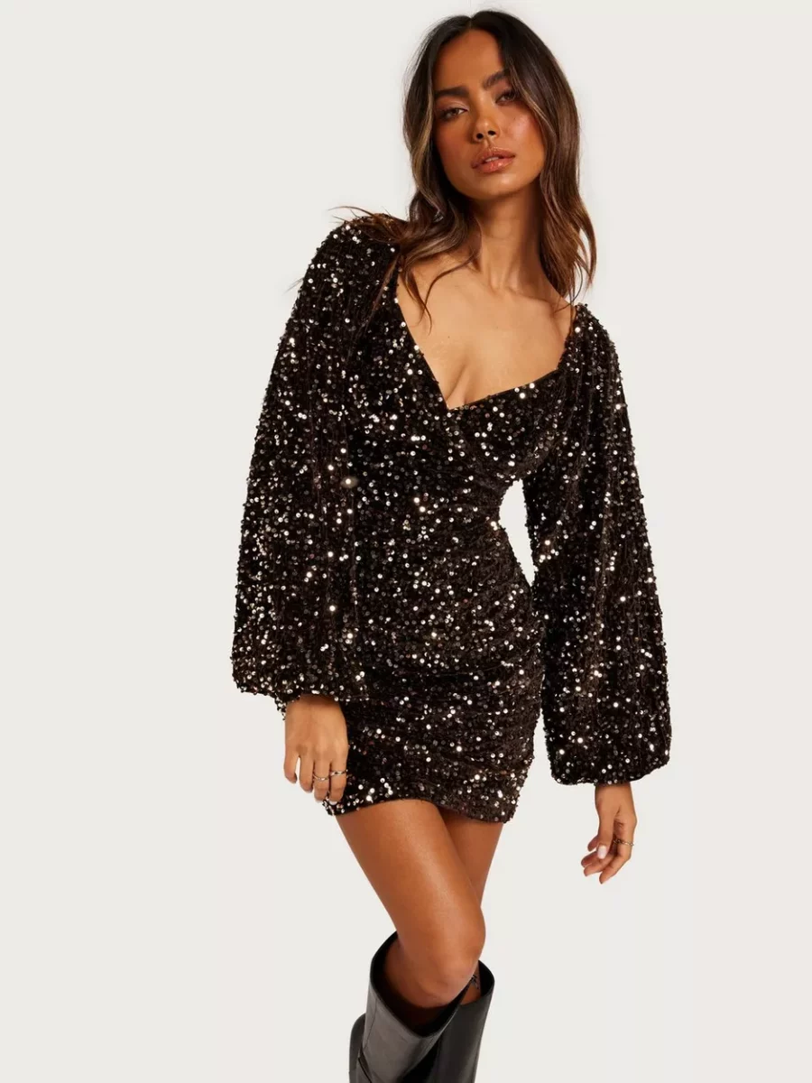 Women's Brown Sequin Dress from Nelly GOOFASH