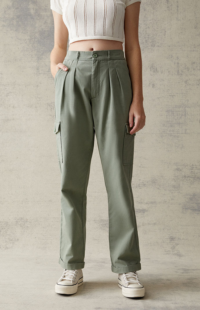 Womens Cargo Trousers in Green from Pacsun GOOFASH