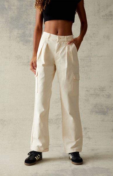 Womens Cargo Trousers in Yellow by Pacsun GOOFASH