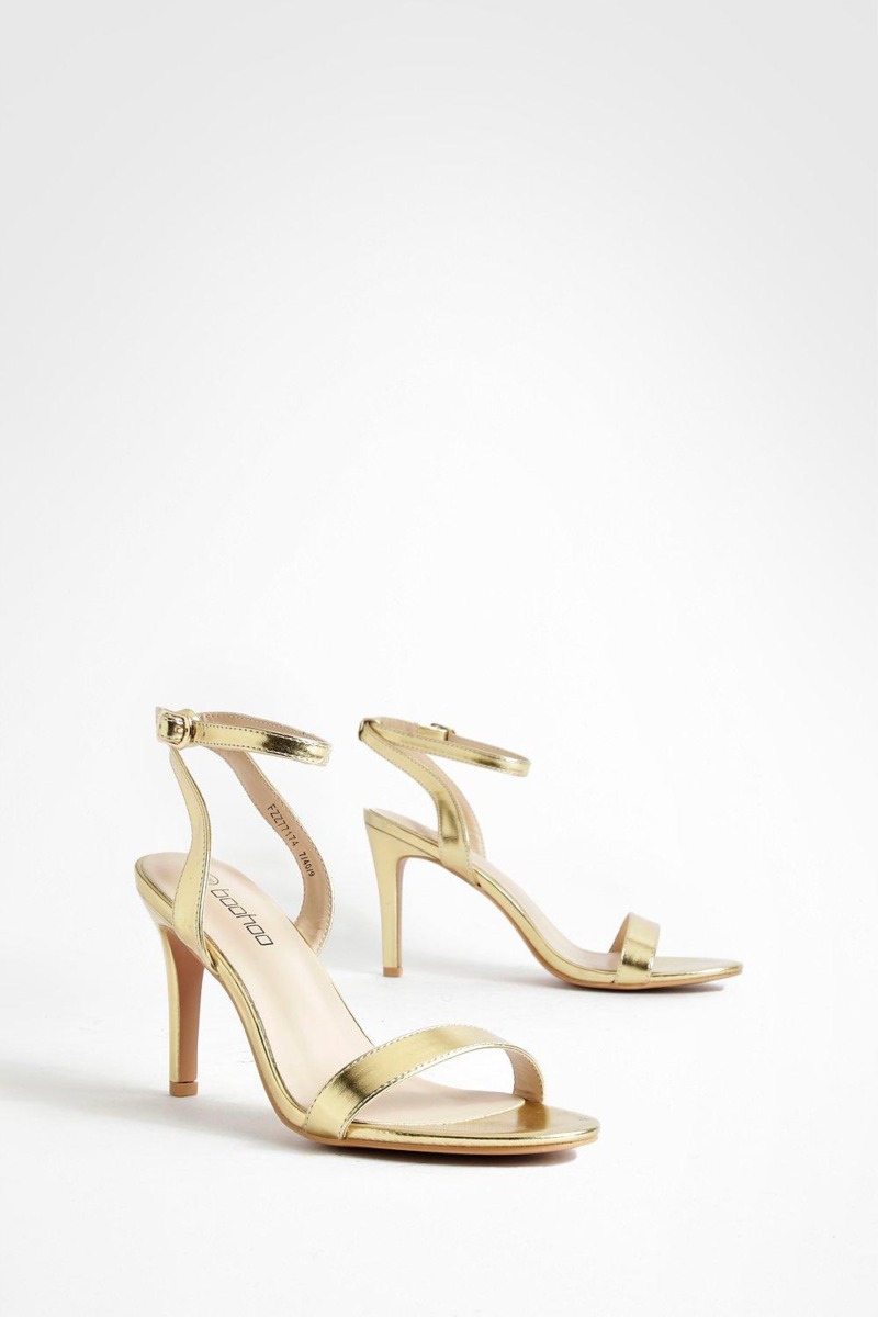Women's Gold Barely There Heels at Boohoo GOOFASH