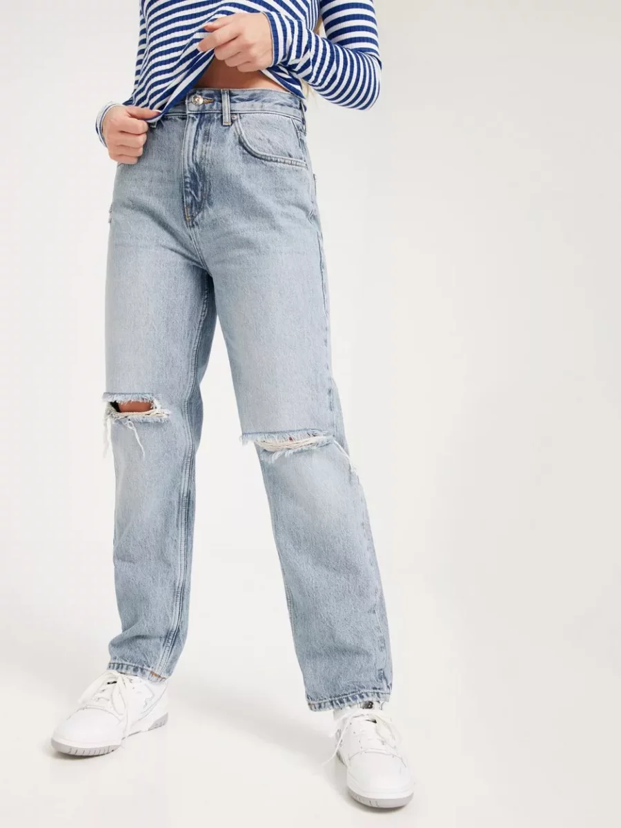 Womens High Waist Jeans in Blue Nelly Only GOOFASH