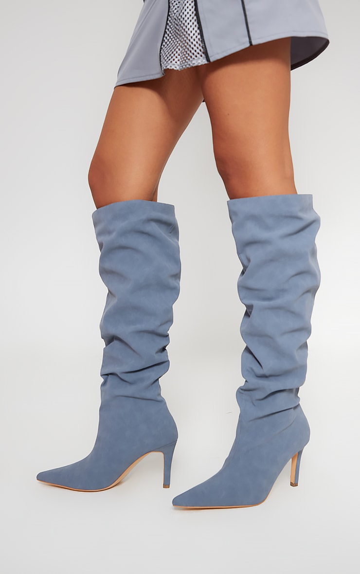 Women's Knee High Boots Grey PrettyLittleThing GOOFASH