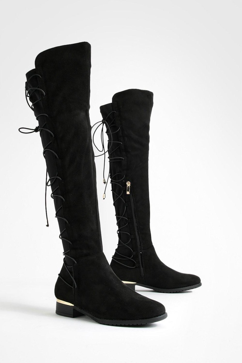 Women's Knee High Boots in Black - Boohoo GOOFASH